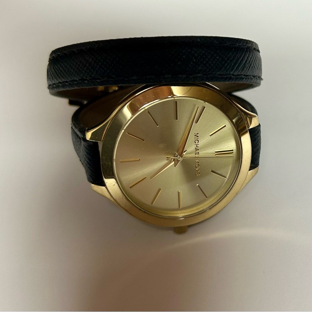 Michael Kors Gold Dial with Black Strap Watch